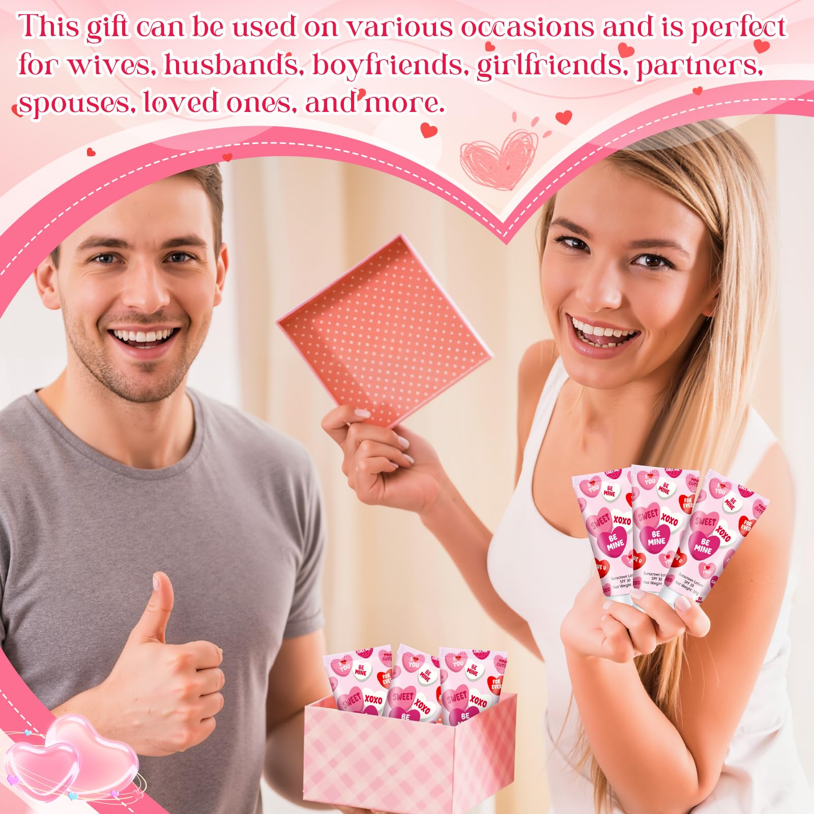 Dansib 24 Pcs Mini Sunscreen Bulk SPF 30 | Travel-Size Valentine Gift Set