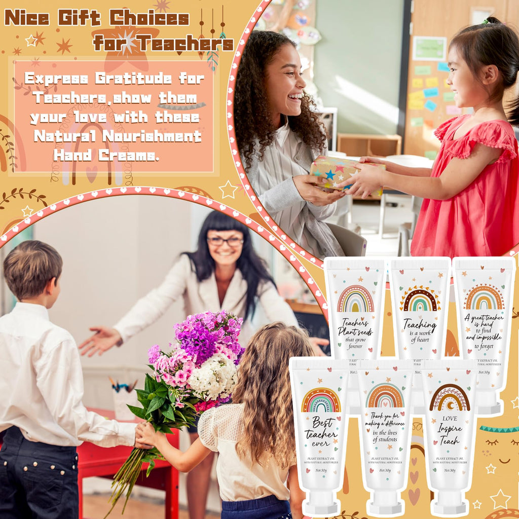 Dansib 72-Pcs Teacher Appreciation Hand Cream Gift Set – Boho Rainbow Bulk Lotion
