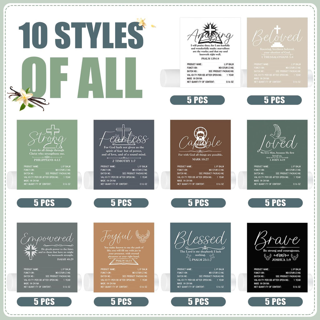 Dansib 50-Pack Christian Lip Balm Gift Set – Scripture Verse Bulk for Church & Staff