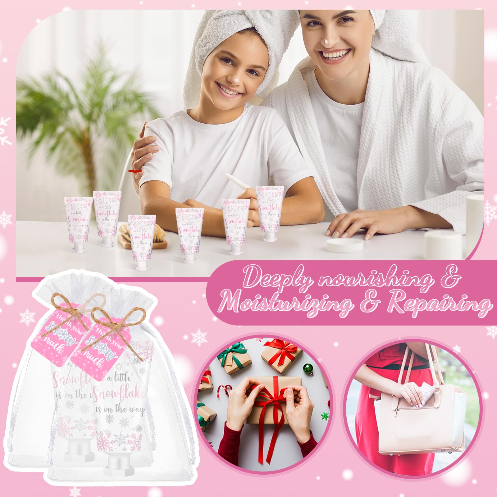 Dansib 48-Set Baby Shower Hand Cream Gift Favors – Snowflake Design, Mini Travel Size