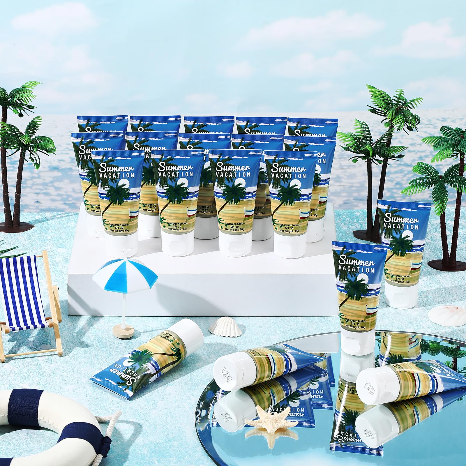 Dansib 24 Pcs Mini Sunscreen Bulk – SPF 30 Travel-Size 1oz Sunscreen Lotion for Wedding Favors