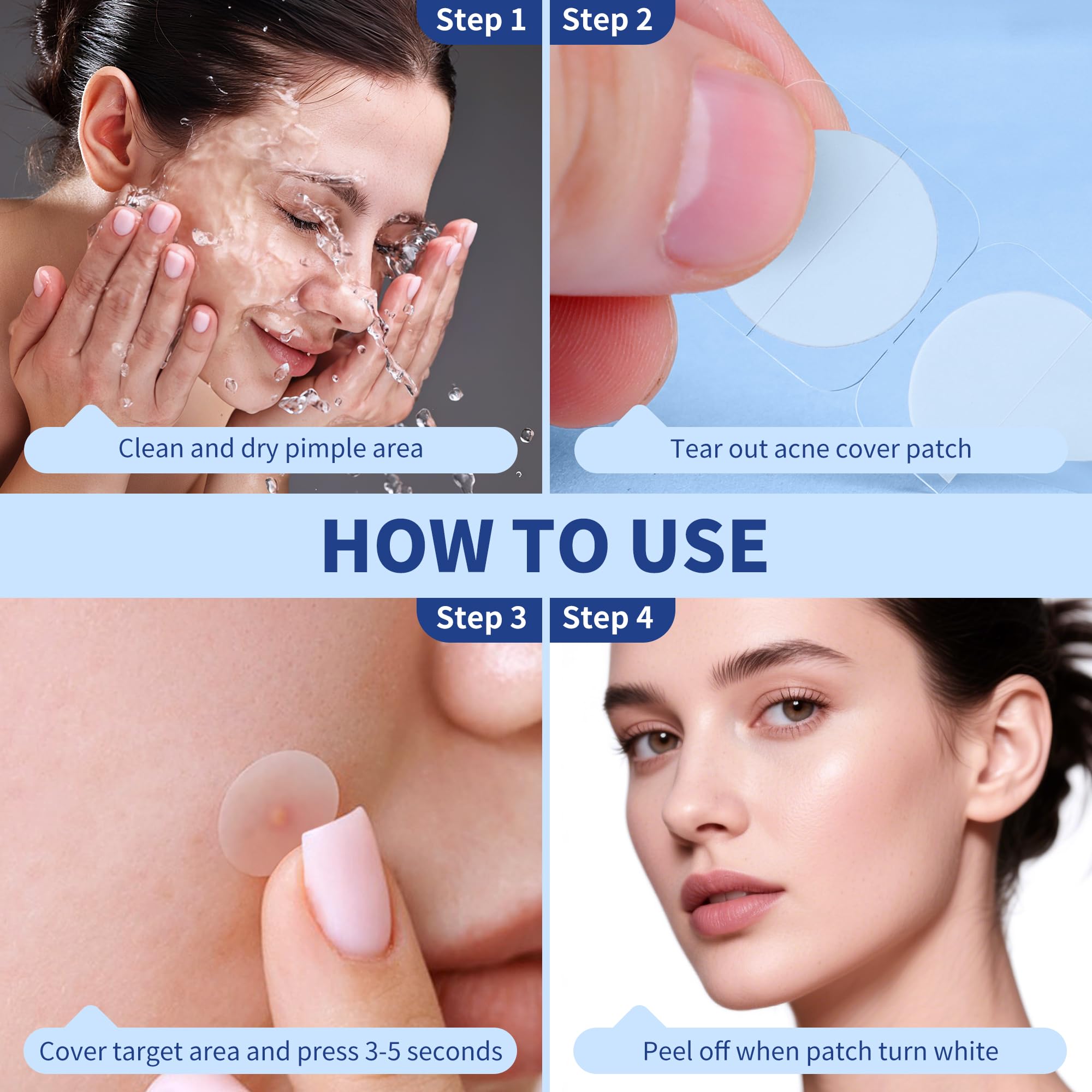 Daolyo Pimple Patches – 360 Hydrocolloid Acne Patches (4 Sizes) with Tea Tree, Calendula & Salicylic Acid