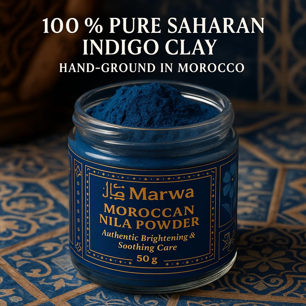 Dar Marwa Nila Powder — 100% Pure Saharan Indigo Blue Clay Mask for Face & Body | Brightens & Evens Skin