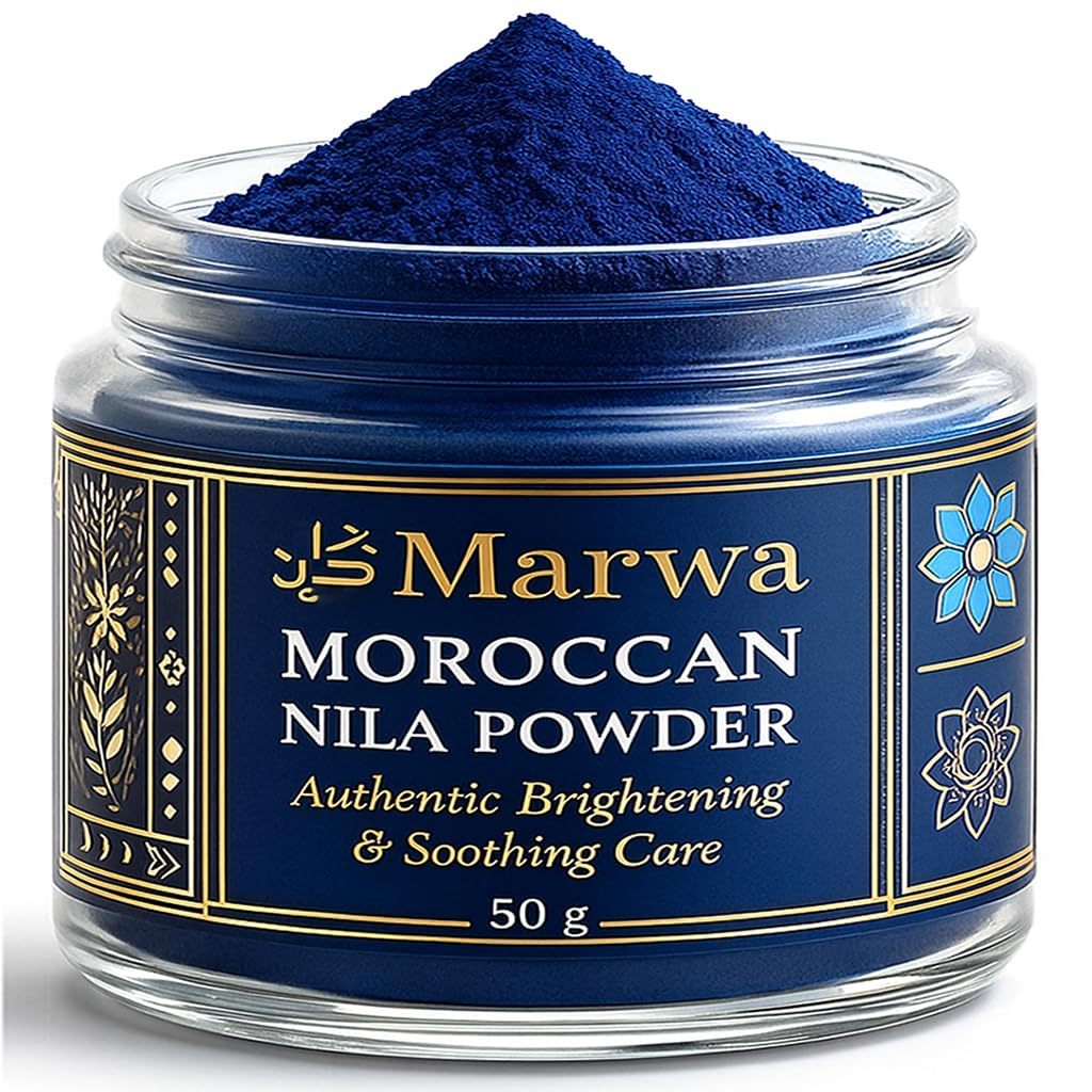 Dar Marwa Nila Powder — 100% Pure Saharan Indigo Blue Clay Mask for Face & Body | Brightens & Evens Skin