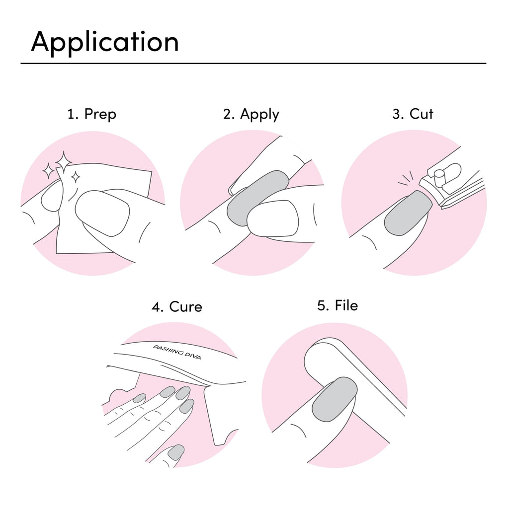 Dashing Diva Glaze Nail Starter Kit Real Black | Long-Lasting Semi-Cured Gel Strips + Mini LED Lamp