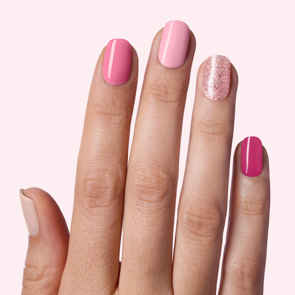 Dashing Diva Gloss Nail Strips 5-in-1 Kit - Best of Pinks | UV Free, Chip Resistant, Long-Lasting Gel Nail Strips