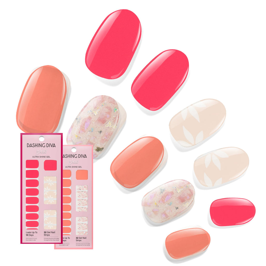 Dashing Diva Gloss Nail Strips Bundle – The Vivids Collection: Fruit Punch Petals & Papaya Breeze