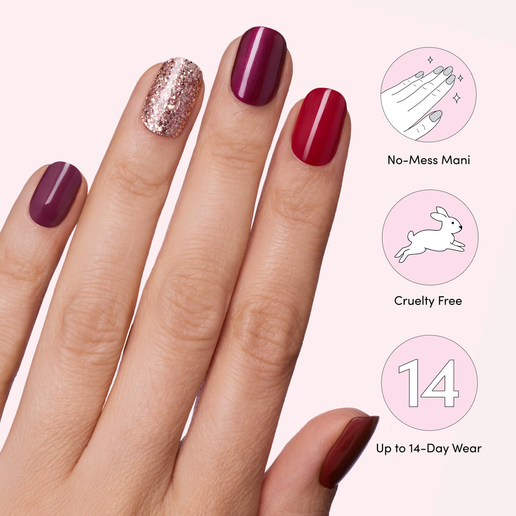 Dashing Diva Gloss Nail Strips 5-in-1 Kit – Best of Reds, UV Free & Chip Resistant, 110 Wraps
