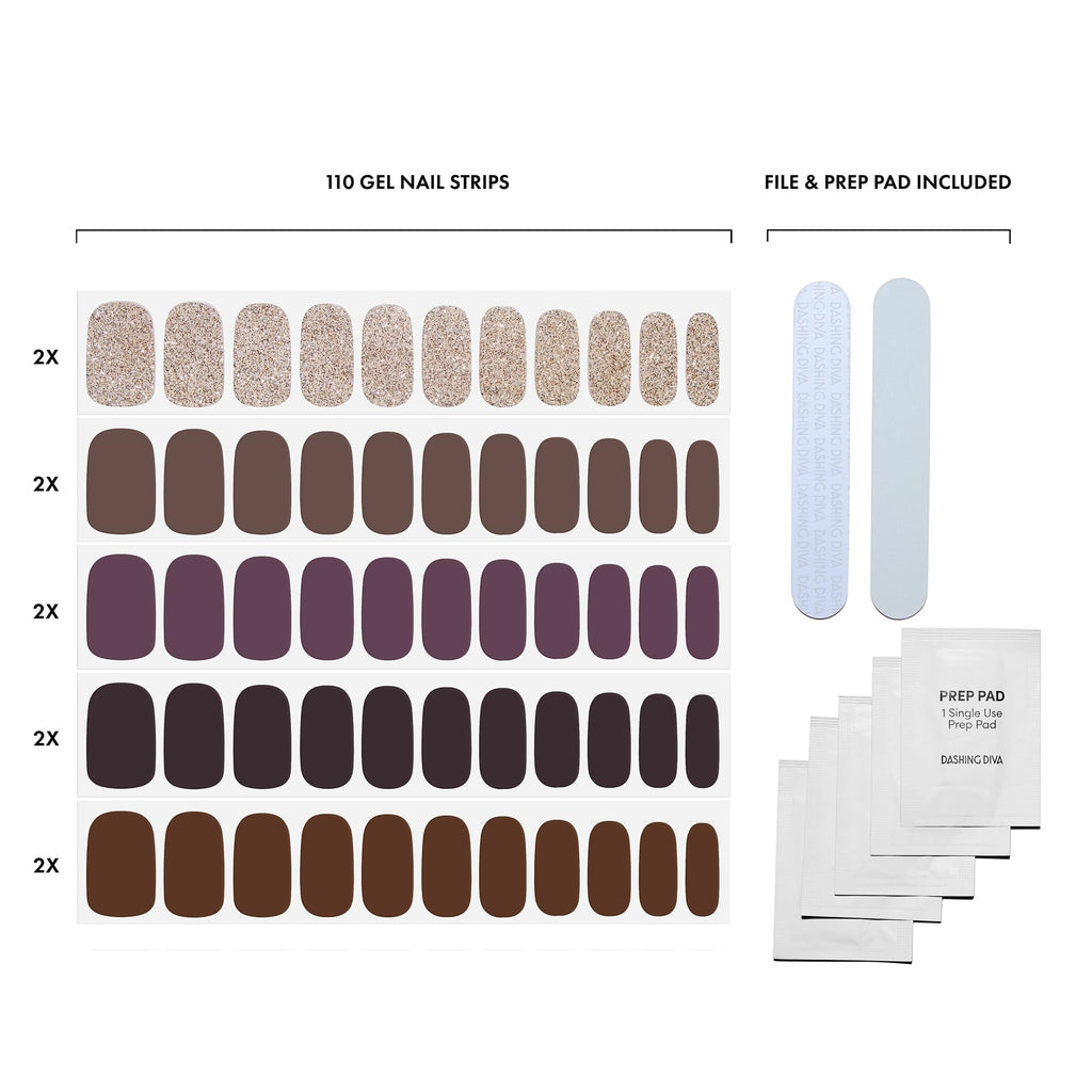 Dashing Diva Gloss Nail Strips 5-in-1 Kit – Best of Browns, UV-Free & Long-Lasting