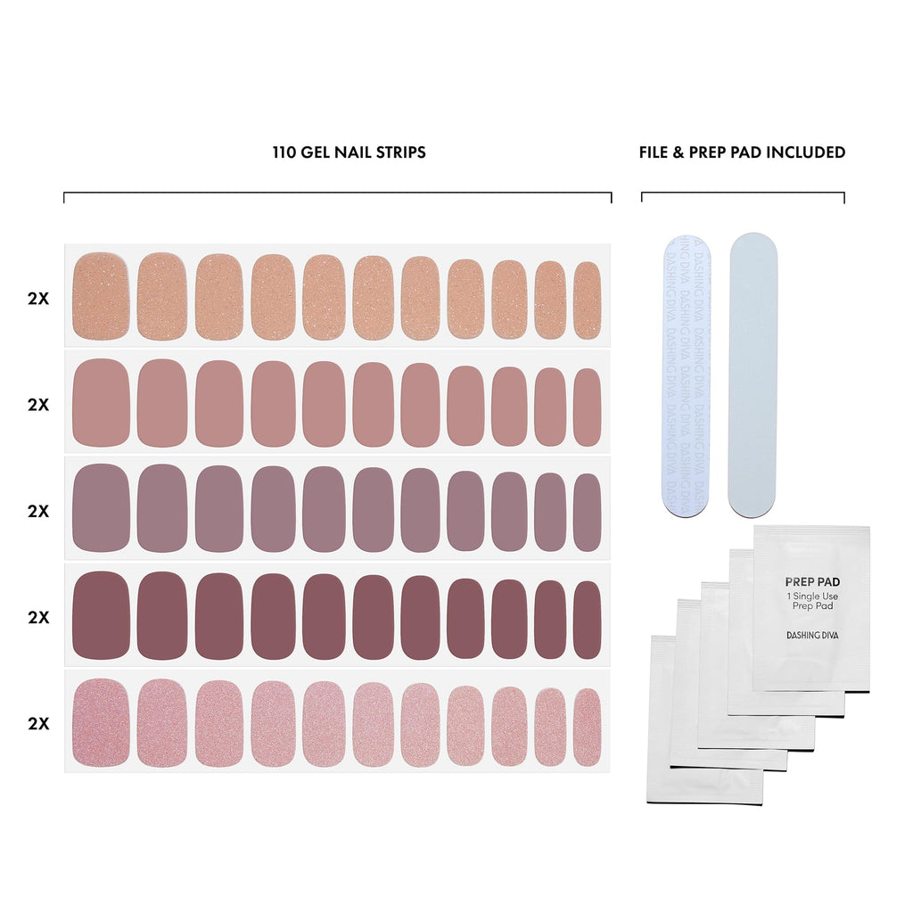 Dashing Diva Gloss Nail Strips 5-in-1 Kit – Best of Nudes | UV Free & Long-Lasting