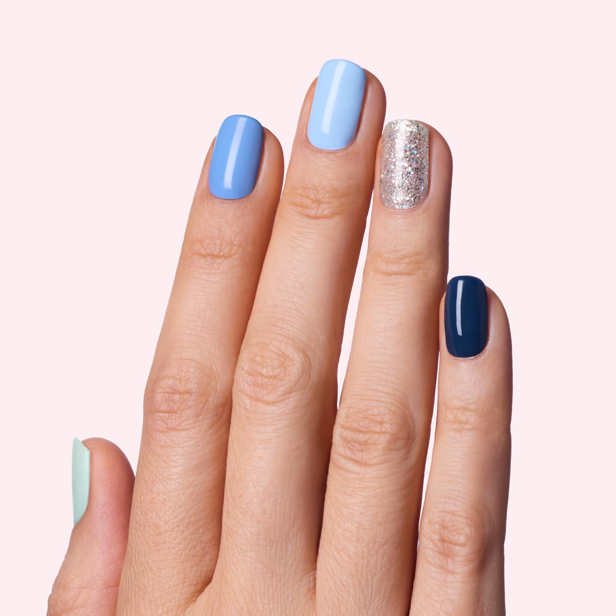 Dashing Diva Gloss Nail Strips 5-in-1 Kit – Best of Blues | UV Free, Chip-Resistant Gel Nail Stickers
