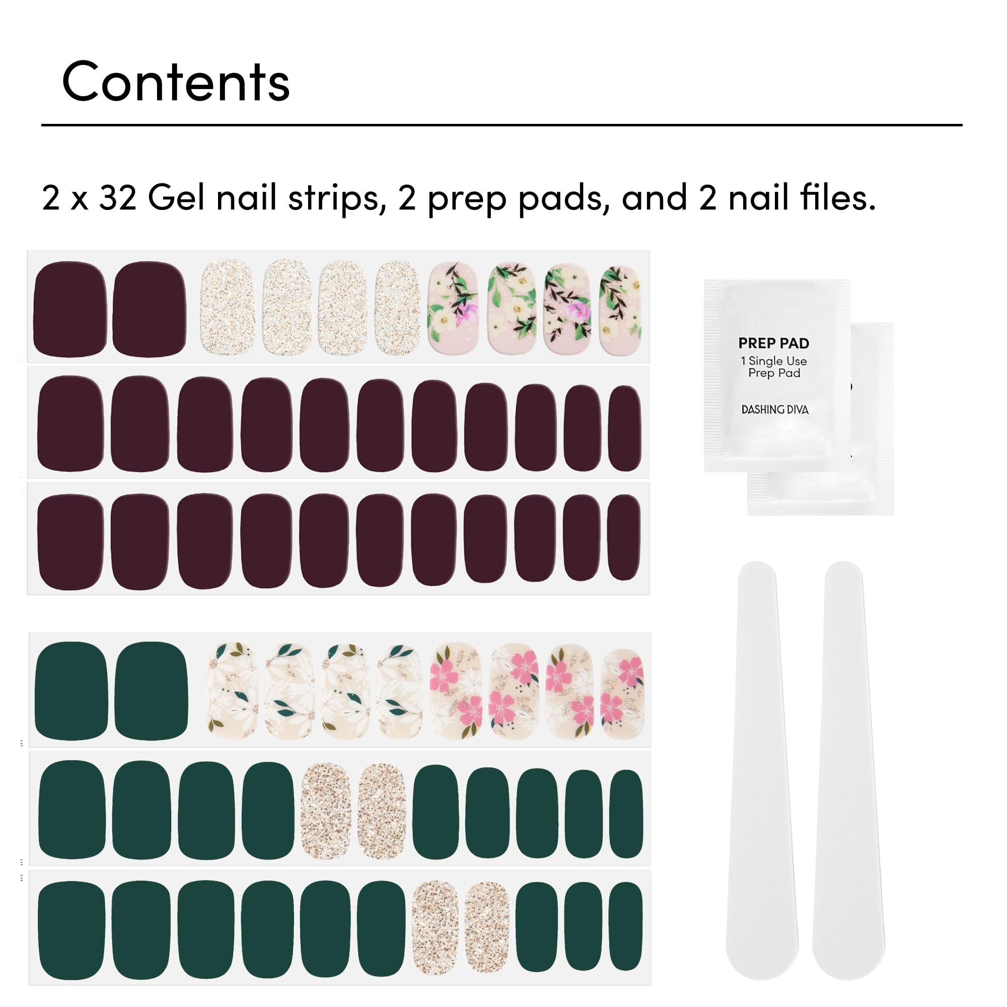 Dashing Diva Gloss Nail Strips Bundle — Winter Florals: Baby Bouquet & Magnolia Vine