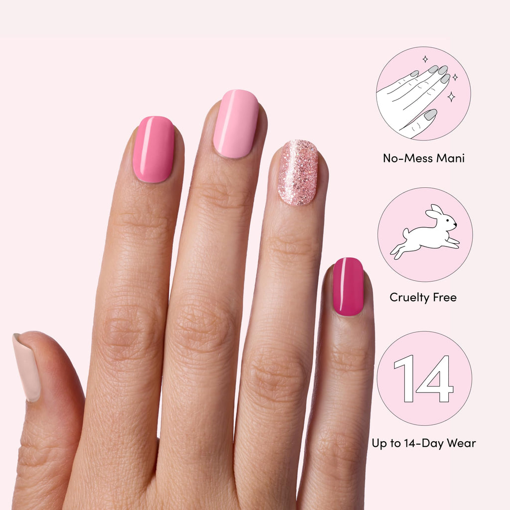 Dashing Diva Gloss Nail Strips 5-in-1 Kit - Best of Pinks | UV Free, Chip Resistant, Long-Lasting Gel Nail Strips