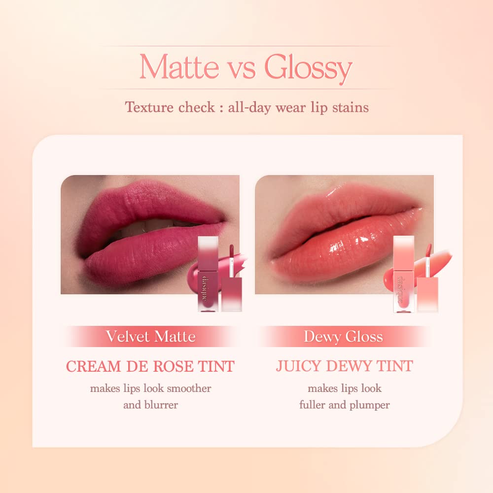dasique Cream De Rose Tint #06 Ruby Jam — Vegan, Cruelty-Free Creamy Matte Lip Tint with Rose Water