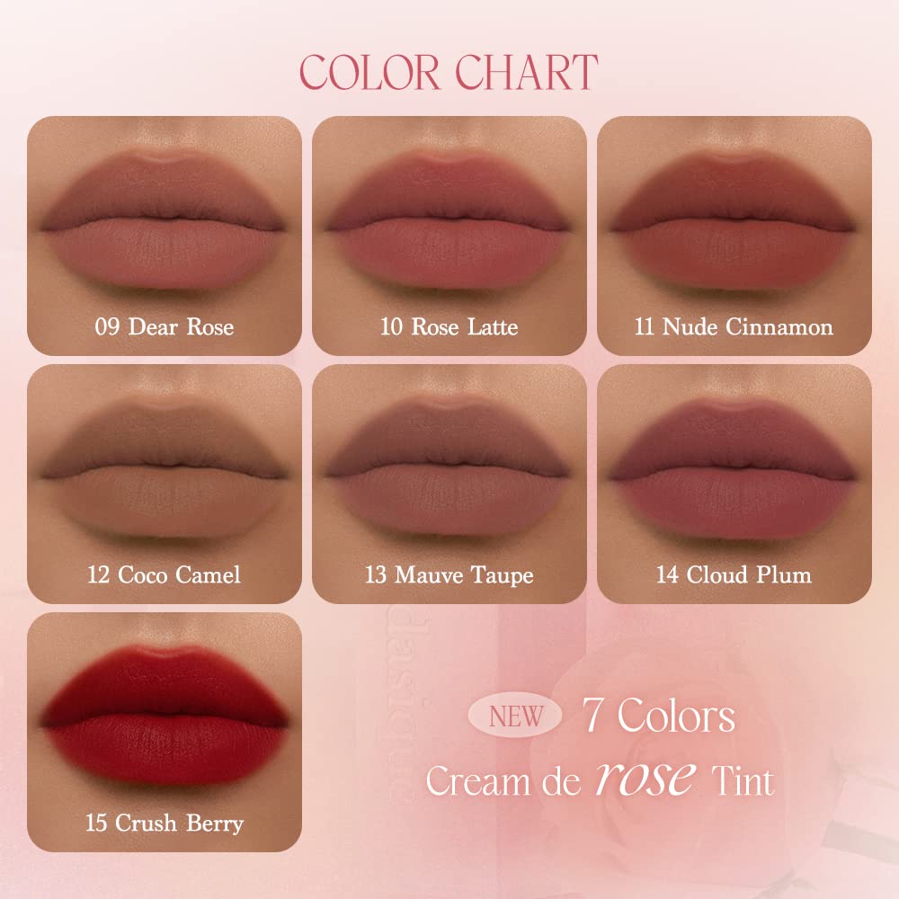 dasique Cream De Rose Tint 13 Mauve Taupe – Velvet Matte Lip Stain, Rose Water, Vegan
