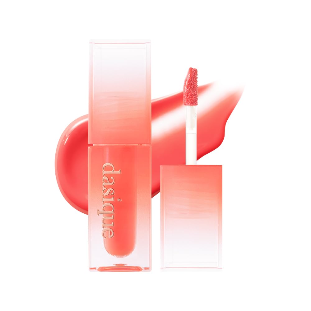dasique Juicy Dewy Tint (13 Coral Fizz) 0.12 oz | Light Application with Moisture | Long Lasting Glossy Lip Stain | Vegan & Cruelty-Free | Korean Makeup