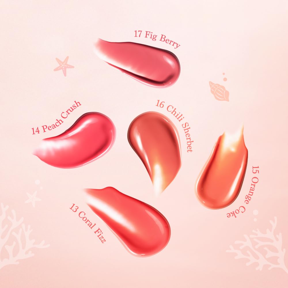 dasique Juicy Dewy Tint (13 Coral Fizz) 0.12 oz | Light Application with Moisture | Long Lasting Glossy Lip Stain | Vegan & Cruelty-Free | Korean Makeup