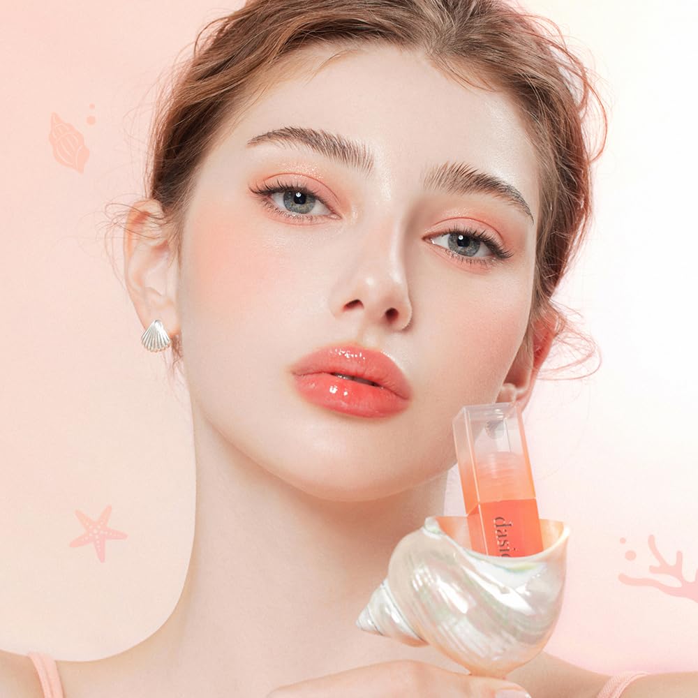 dasique Juicy Dewy Tint (13 Coral Fizz) 0.12 oz | Light Application with Moisture | Long Lasting Glossy Lip Stain | Vegan & Cruelty-Free | Korean Makeup