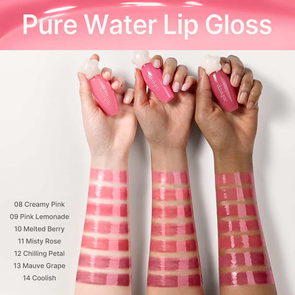 dasique Pure Water Lip Gloss #02 Bare Pomelo – Dewy, Buildable, Non-Sticky K-Beauty Lip Gloss