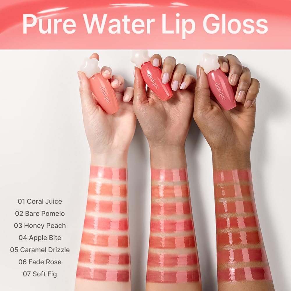 dasique Pure Water Lip Gloss #02 Bare Pomelo – Dewy, Buildable, Non-Sticky K-Beauty Lip Gloss