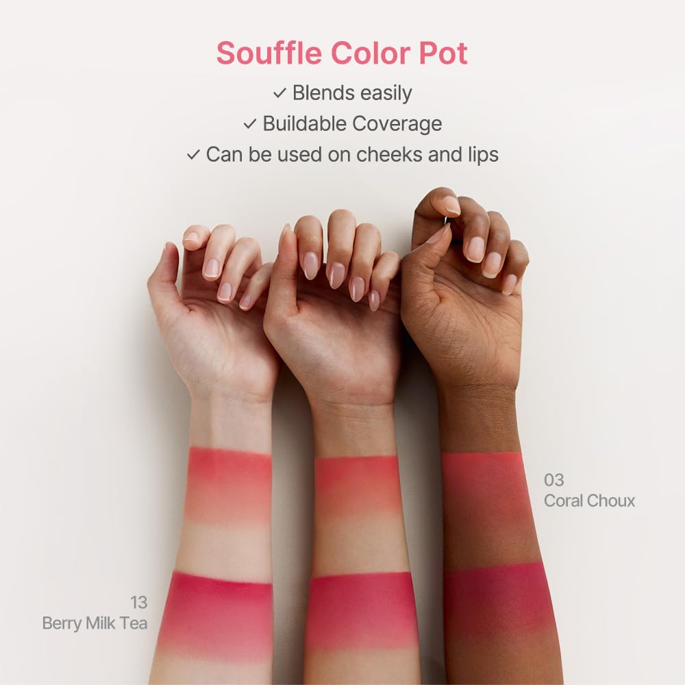 Dasique Souffle Color Pot #09 Haze Rosy – Buildable Cheek & Lip Color with Built-In Mini Brush