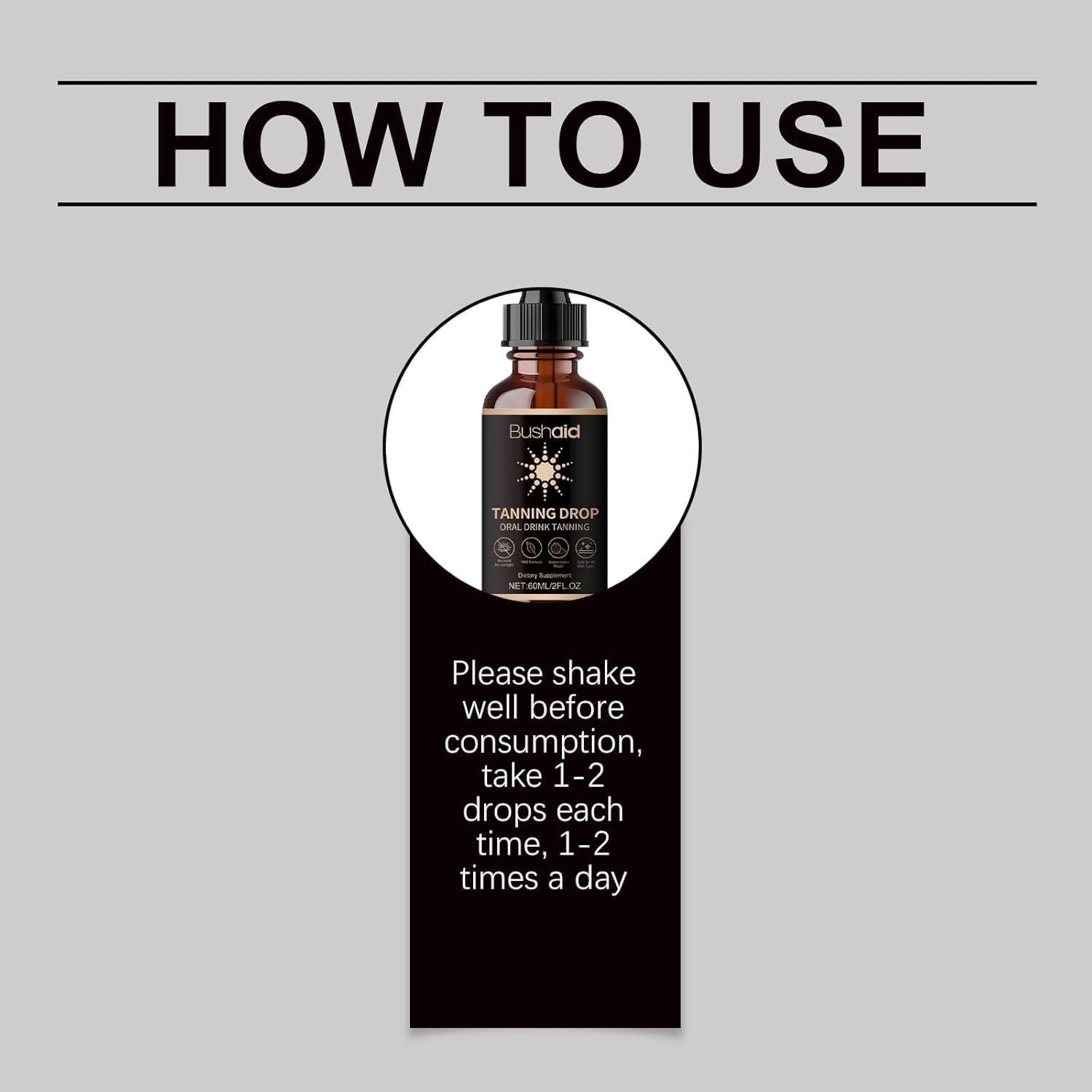 DASIUIP Tanning Drops – Sunless Drinkable Bronzer for Face & Body (2 Fl Oz)
