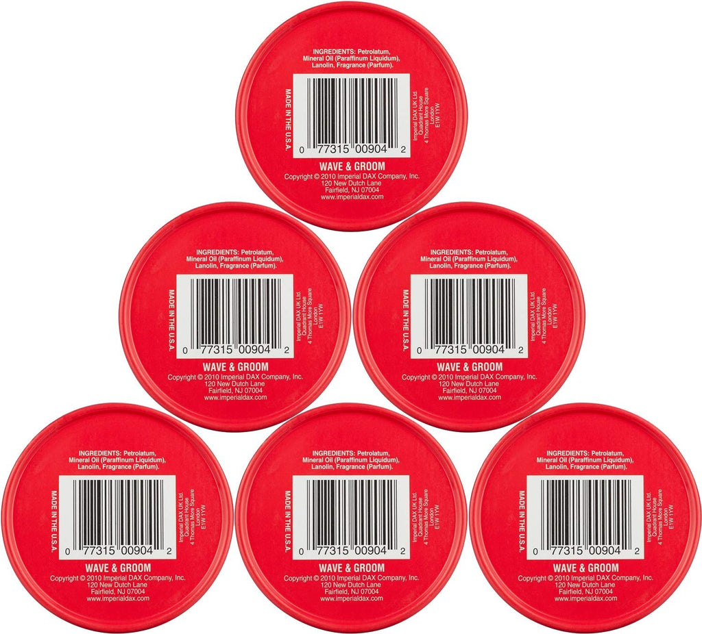 DAX Wave and Groom Hair Dress Pomade, 3.5 oz – Thick Hold for Short Hair (Pack of 6)