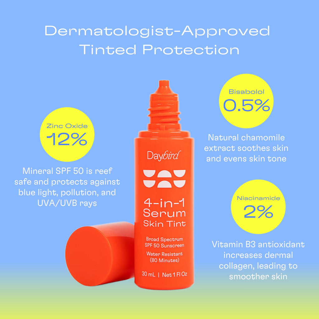 Daybird 4 in 1 Tinted Serum SPF 50+ Niacinamide – Medium-Deep, 1 Oz