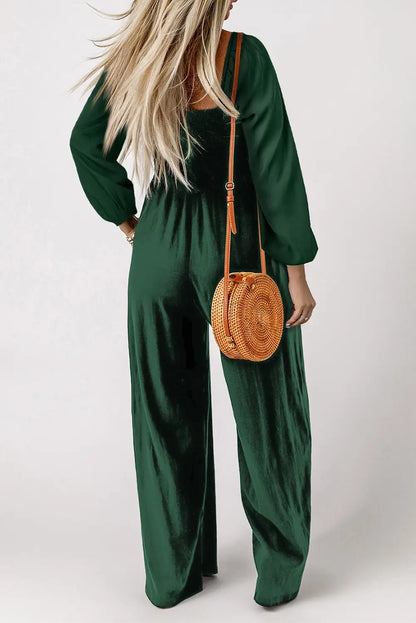 Smocked Square Neck Wide Leg Jumpsuit Women UK