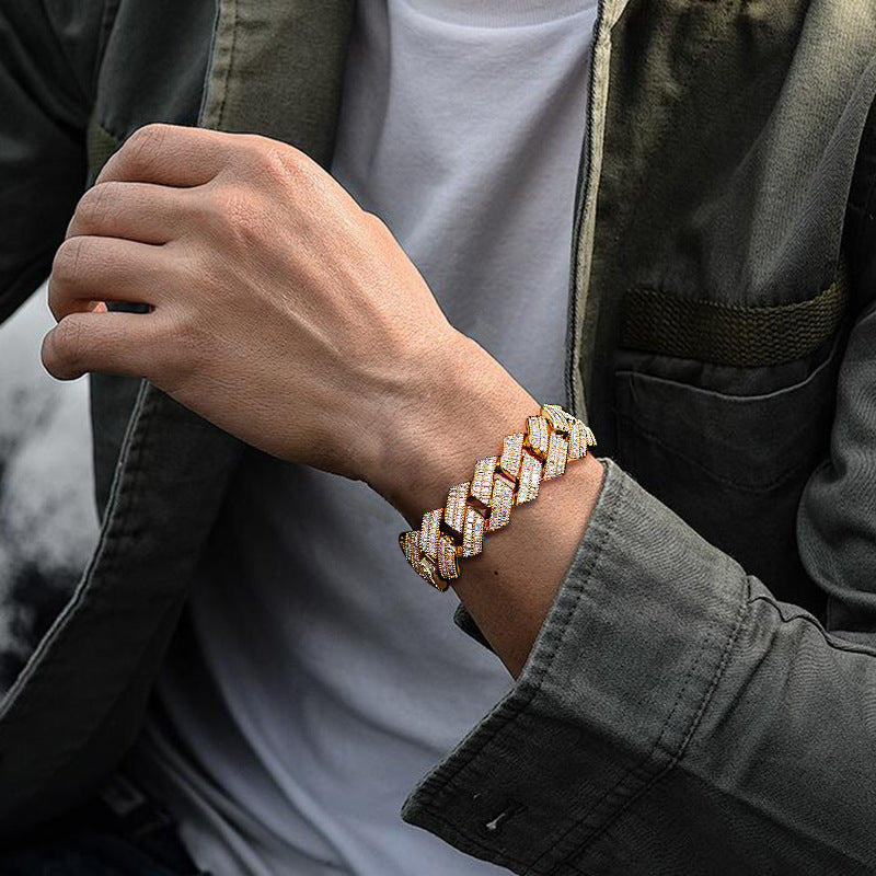 Zircon Rhombic Cuban Bracelet Men