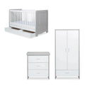 Ickle Bubba Pembrey Furniture Set Under Drawer Ash Grey & White 3 pcs - Fibre Mattress