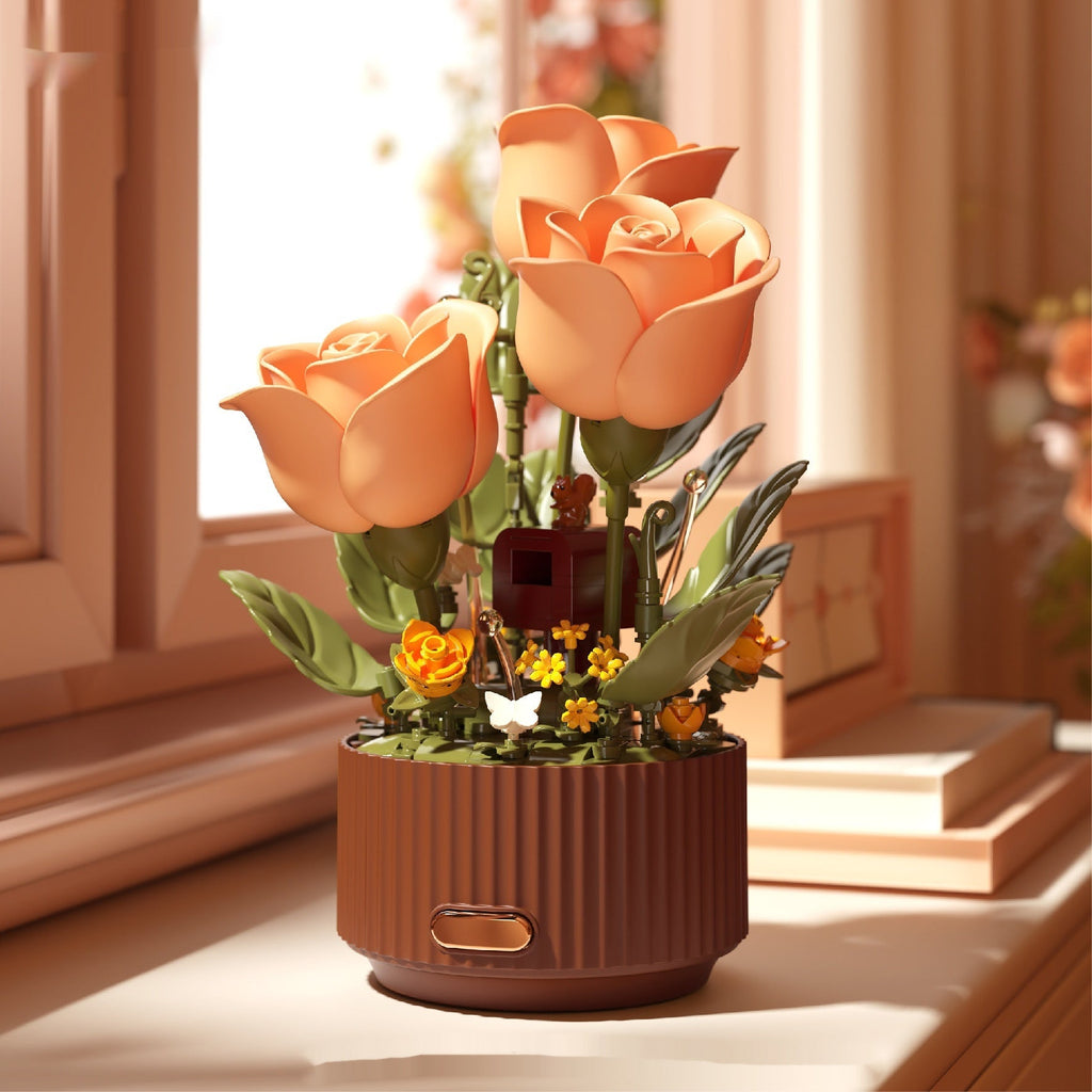Preserved Flower Building Blocks Motion Flowers Model Birthday Valentine's Day Gift