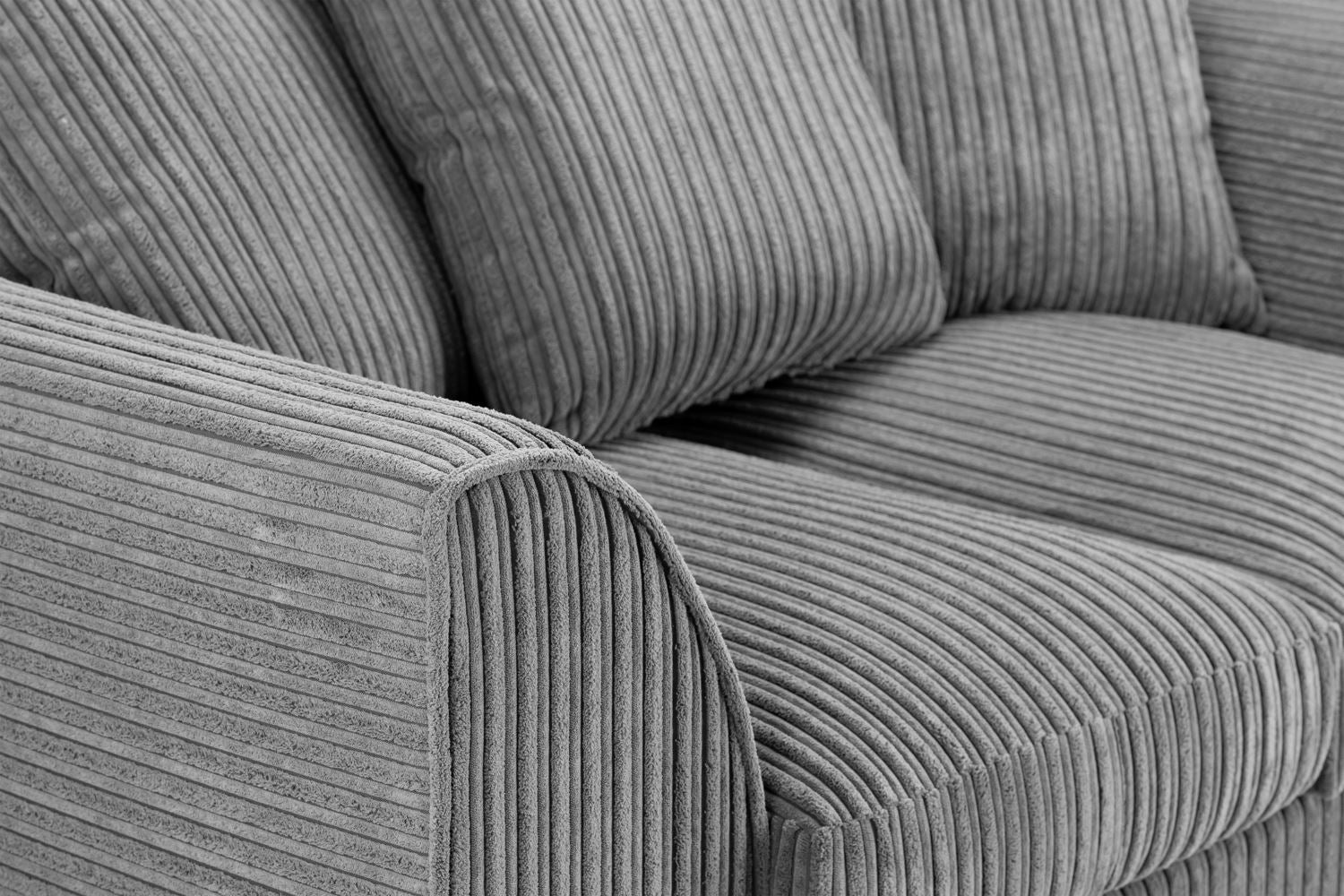 Harley Jumbo Cord Grey 3+2 Sofa Set: Removable Cushions, Wood Frame