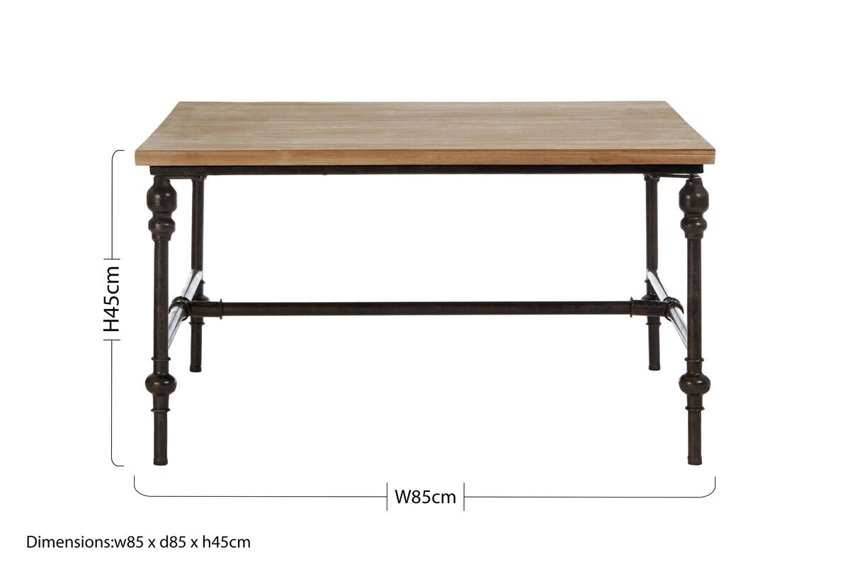 Natural Square Coffee Table with Fir Wood Top, Tribeca
