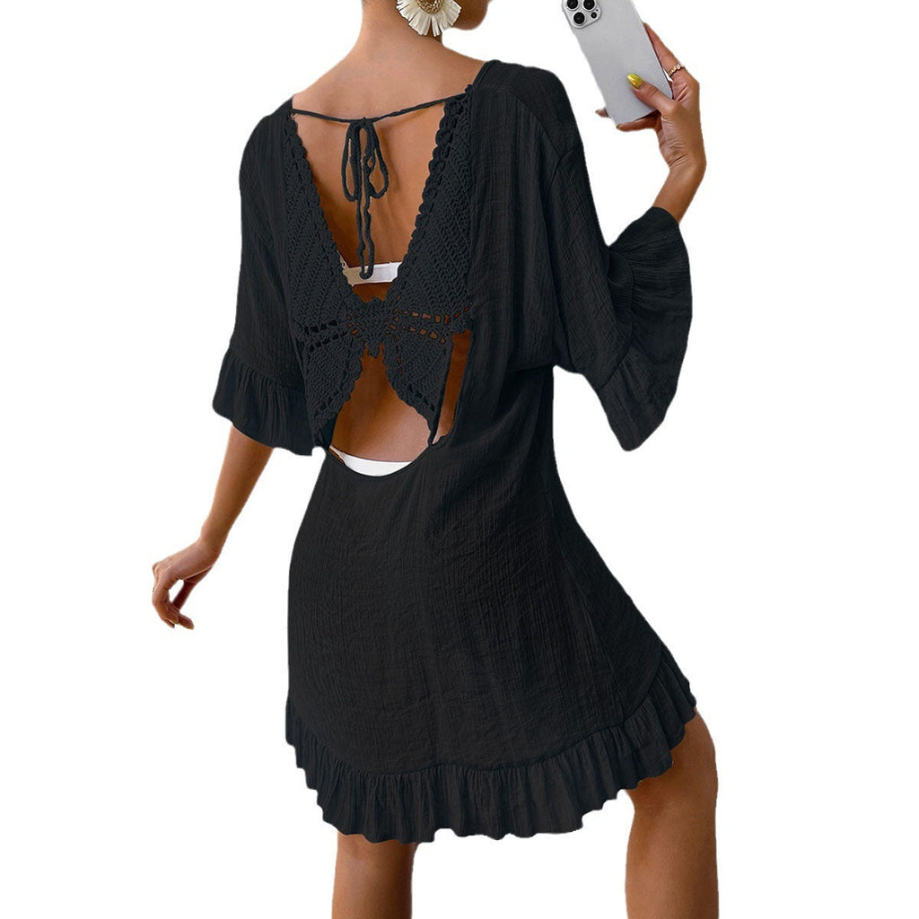 Beach Cover-up Skirt Sun-proof Skirt Back Butterfly