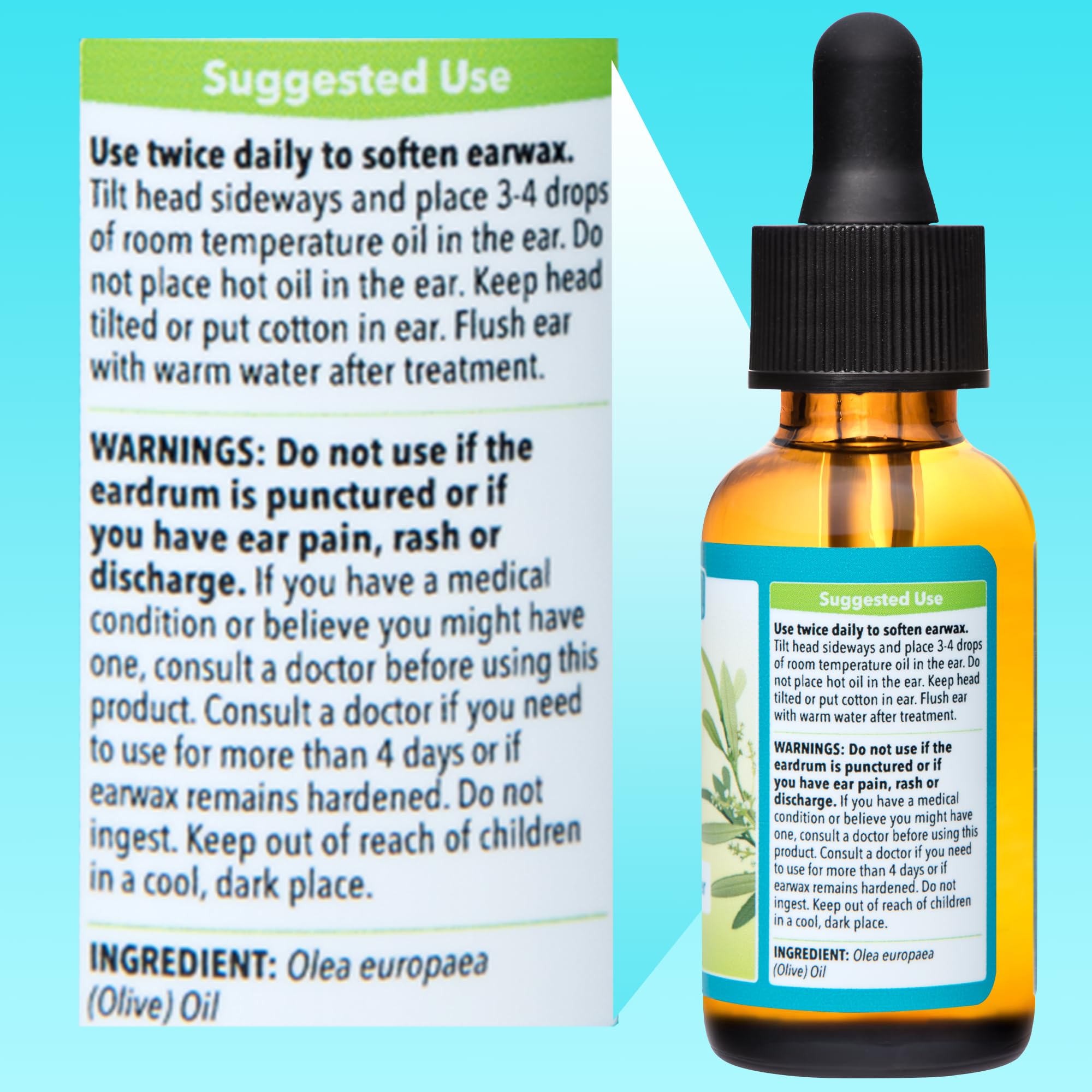 De La Cruz Ear Wax Remover & Softener – 2-Pack, 1 Fl oz Each