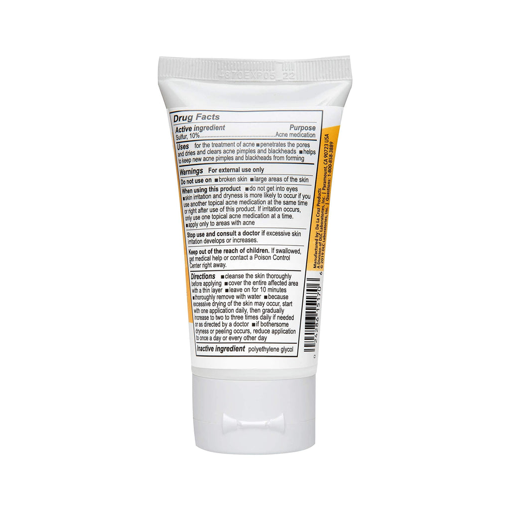 De La Cruz Sulfur Ointment - 10% Acne Treatment for Face & Body | 2.6 oz Tube, 2-Pack