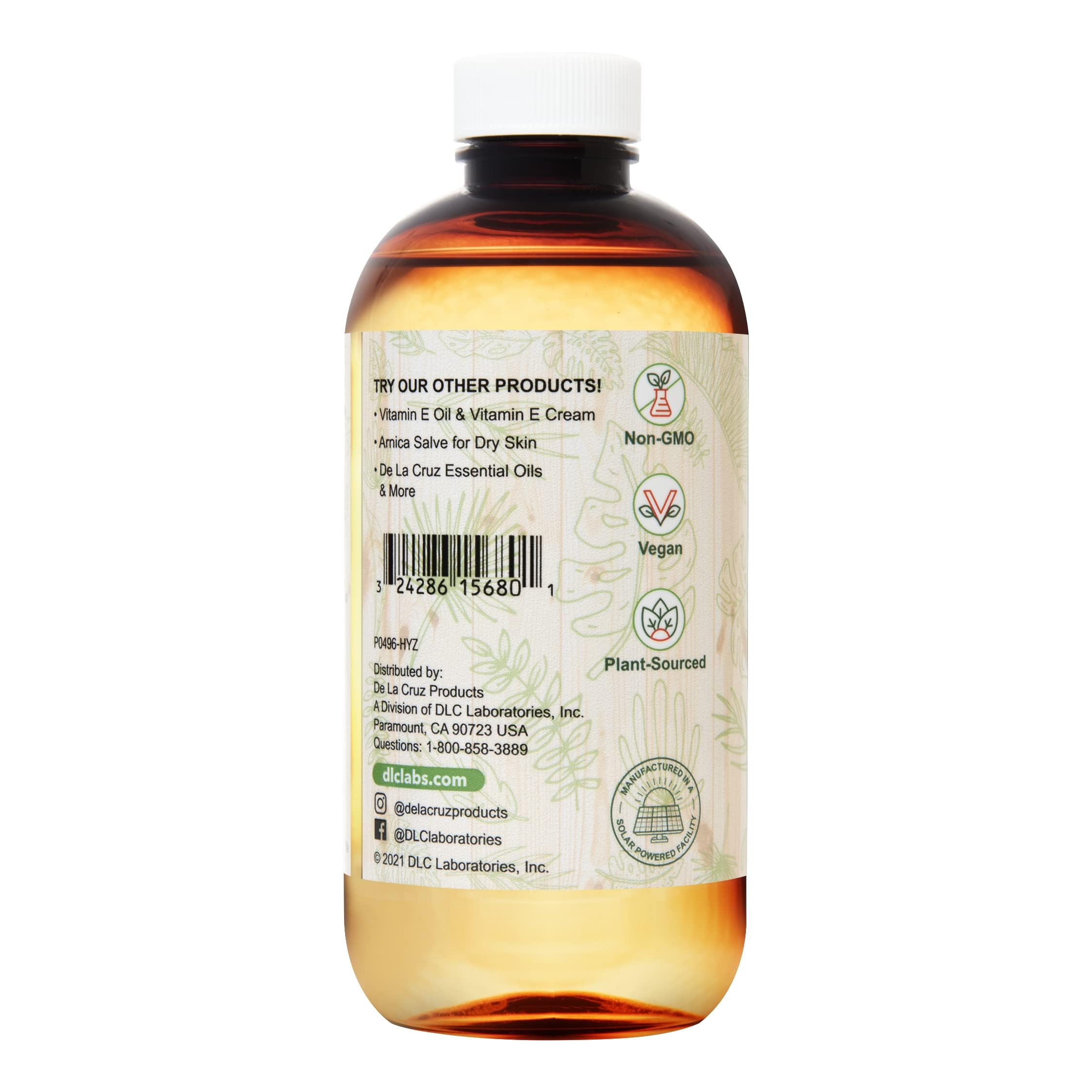 De La Cruz Vegetable Glycerin – 100% Pure USP Grade, 8 oz for Hair, Skin & DIY