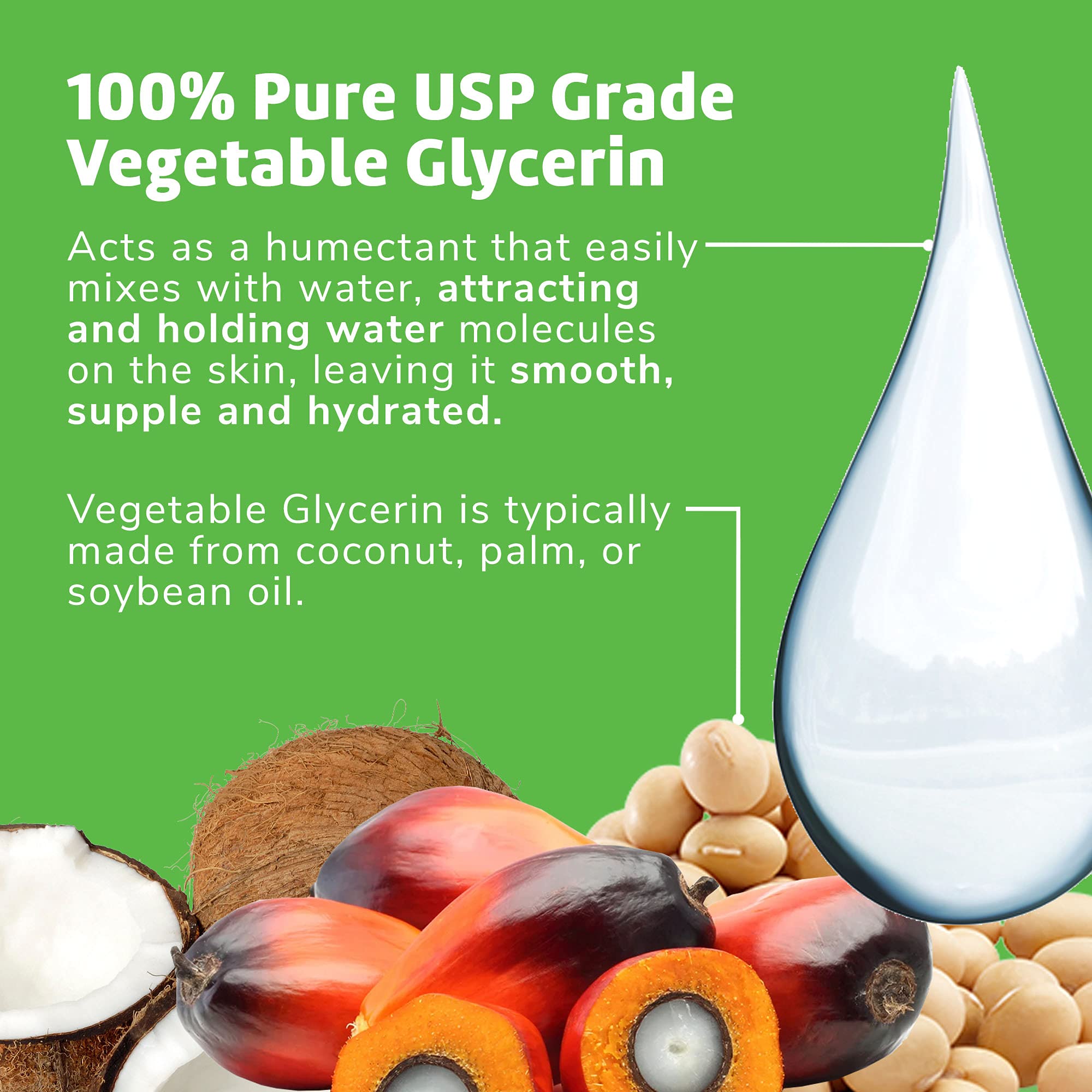 De La Cruz Vegetable Glycerin – 100% Pure USP Grade, 8 oz for Hair, Skin & DIY