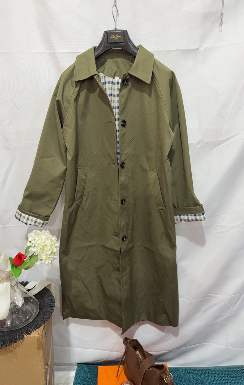 Fashion Long Button Trench Coat