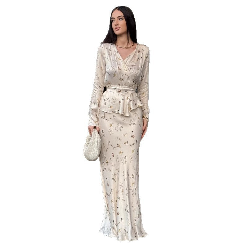 Women's Sexy Soft Long Sleeve V-neck Elegant Dress
