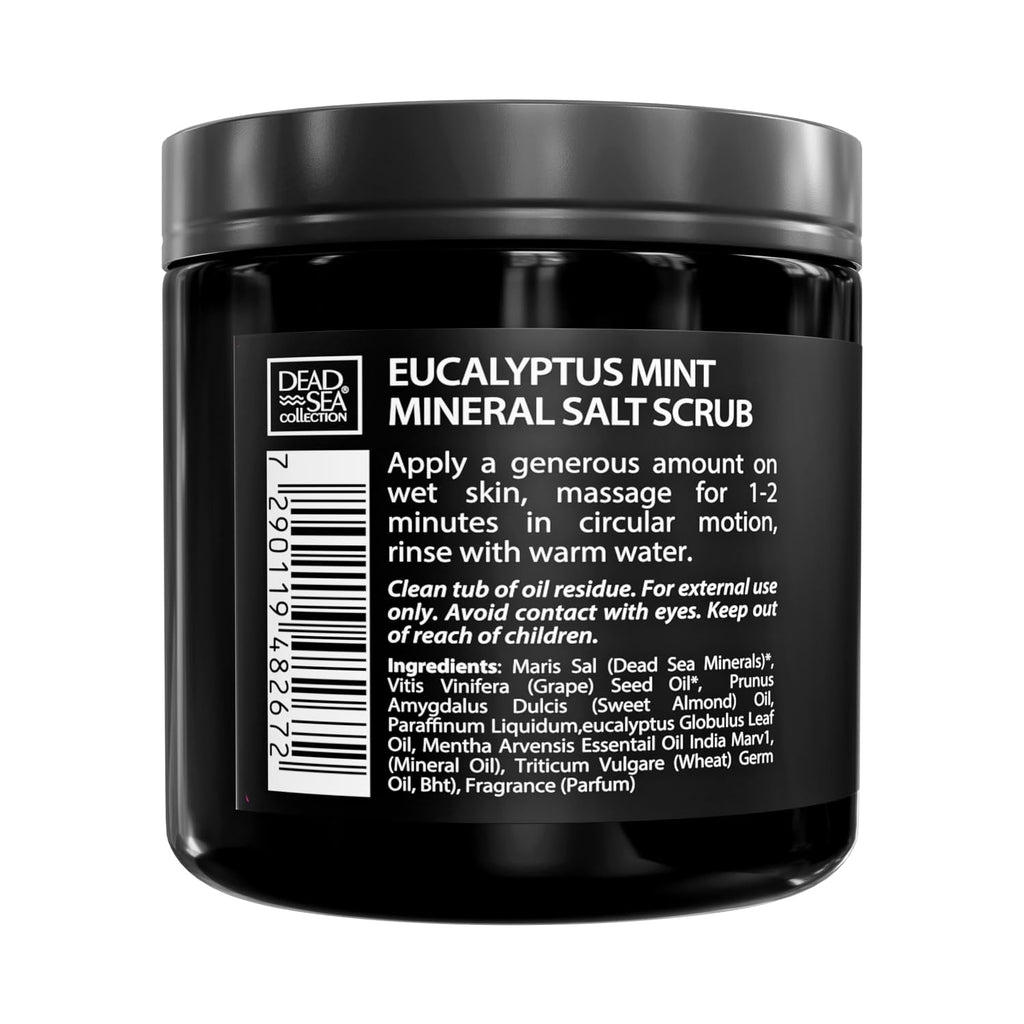 Dead Sea Collection Salt Body Scrub Eucalyptus & Mint for Men - Exfoliate, Hydrate & Detoxify (23.28 oz)