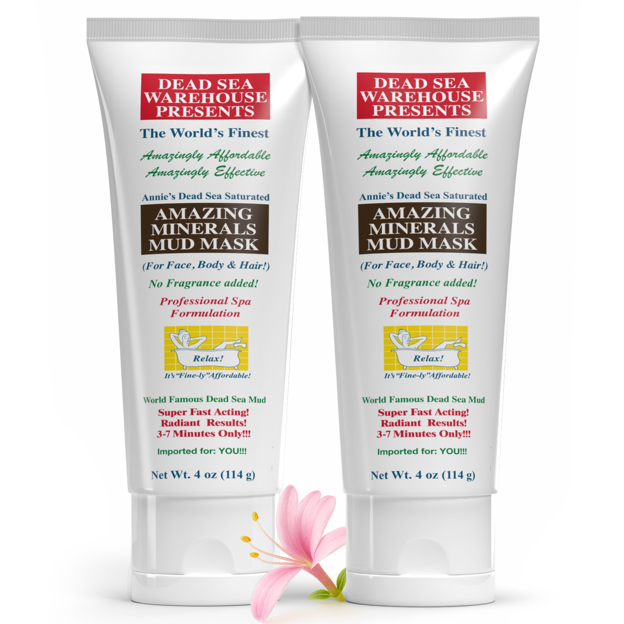 Dead Sea Warehouse Amazing Minerals Mud Mask – Spa Day Essentials, 2 × 4 oz