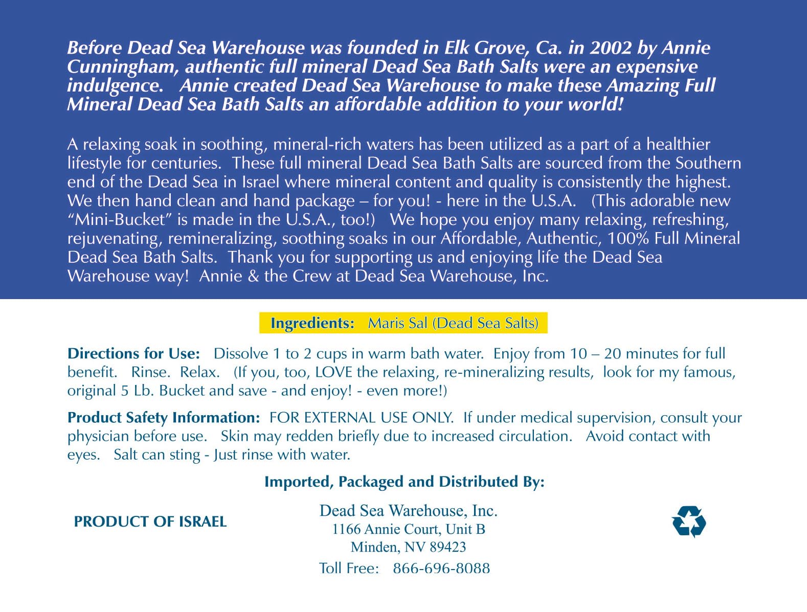 Dead Sea Warehouse Unscented Dead Sea Salt Bath Soaks – 2 lbs x 2 Pack for Relaxation & Skin Hydration