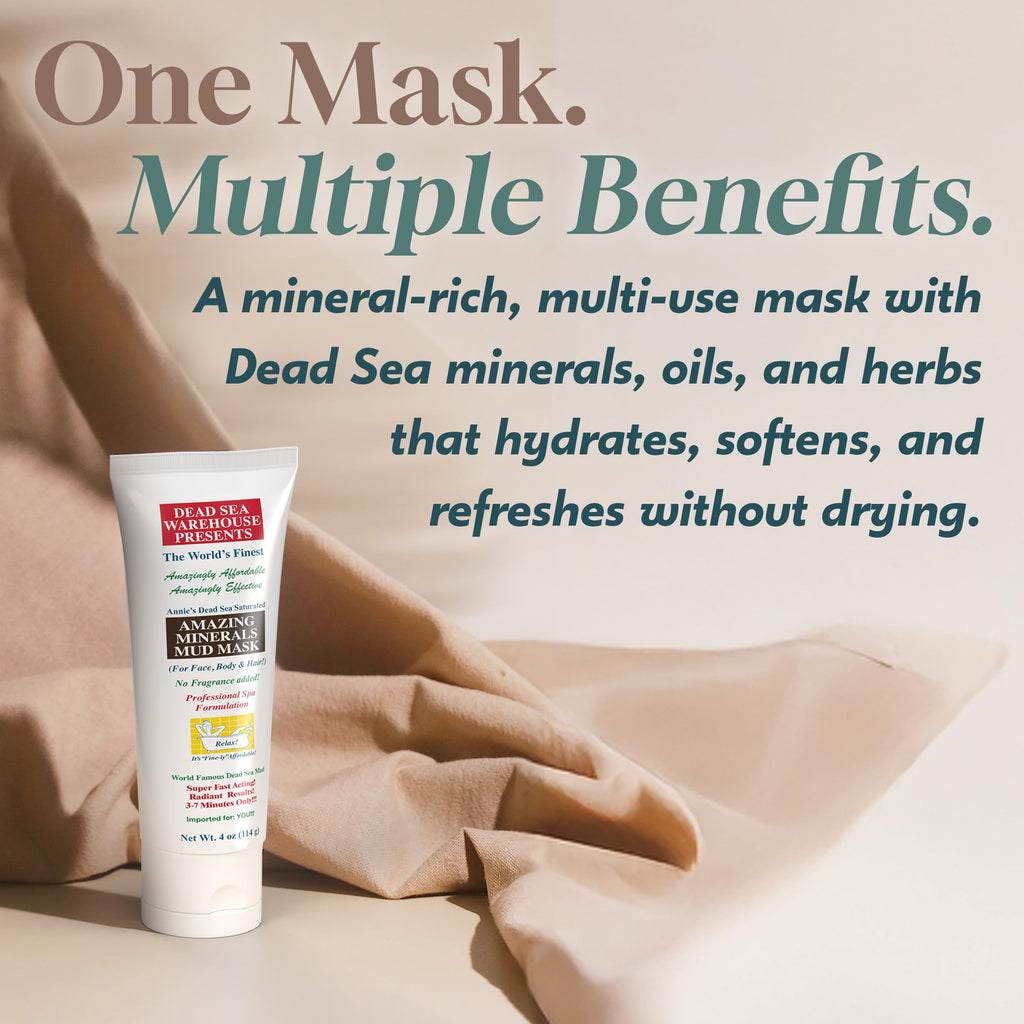Dead Sea Warehouse Amazing Minerals Mud Mask – Spa Day Essentials, 2 × 4 oz