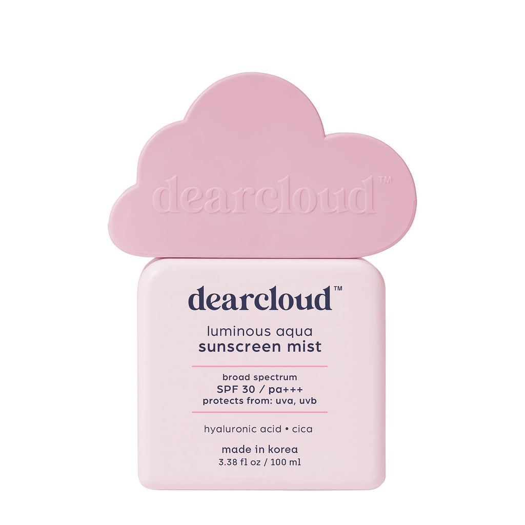 Dearcloud Luminous Aqua Sun Mist SPF 30 – Korean Cica + Hyaluronic Acid Spray Sunscreen