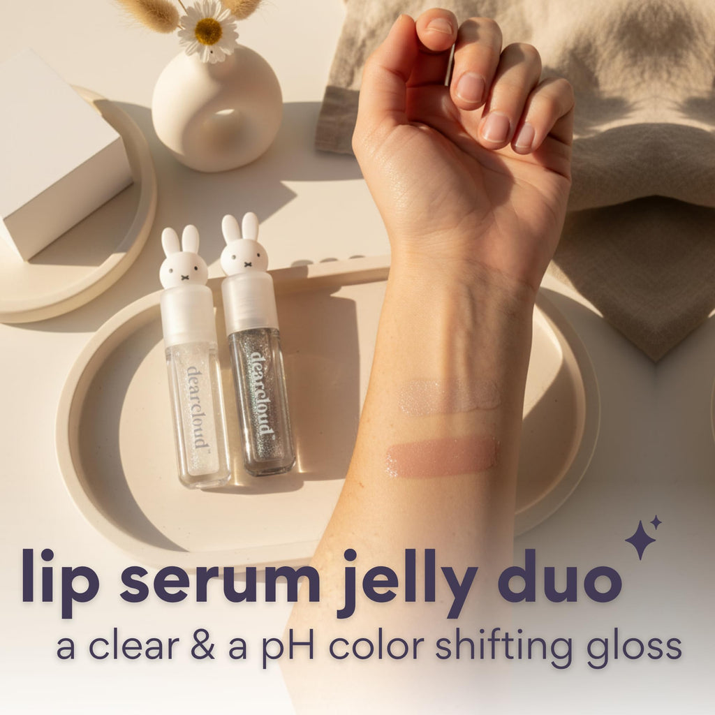 dearcloud Miffy Lip Serum Jelly Duo — Hydrating Lip Serum & pH Color Changing Gloss Set