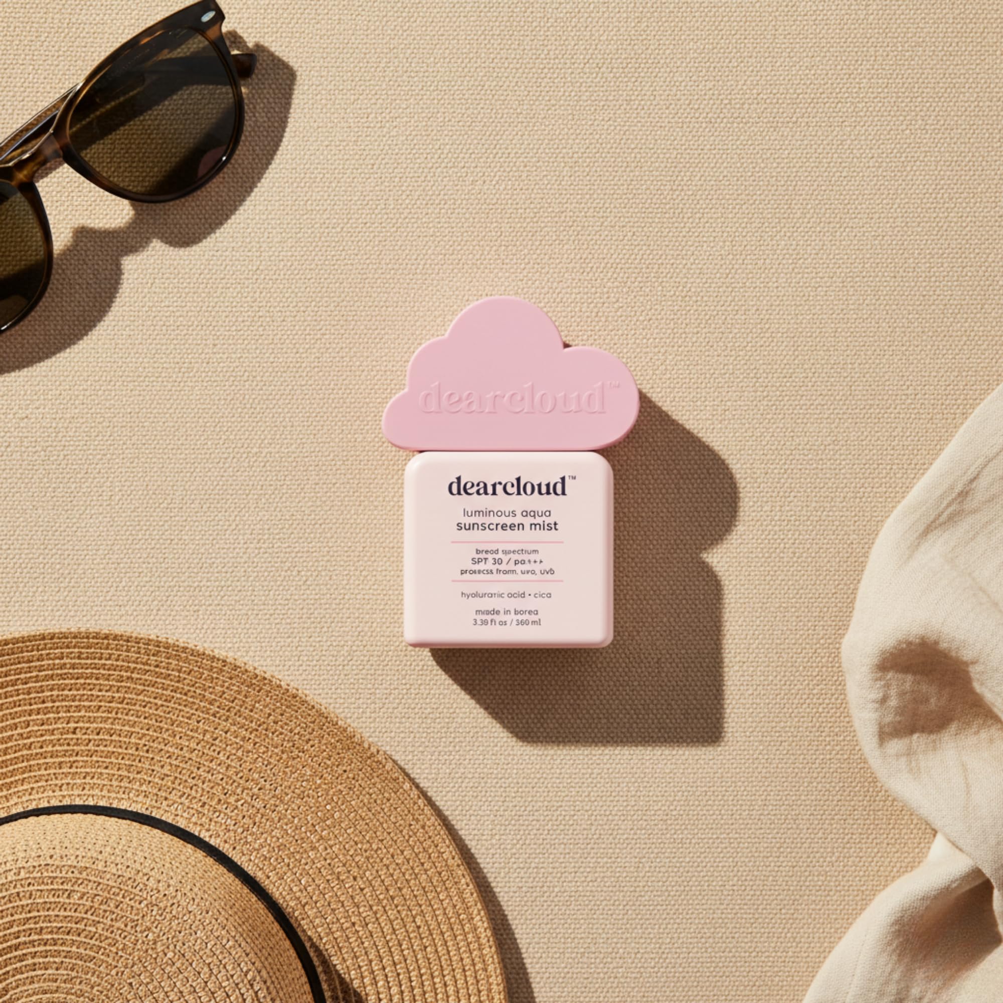 Dearcloud Luminous Aqua Sun Mist SPF 30 – Korean Cica + Hyaluronic Acid Spray Sunscreen