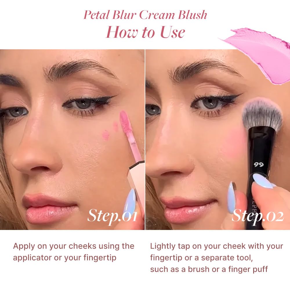 DEARDAHLIA Petal Blur Cream Blush (Peony) – Lightweight, Buildable Vegan Cream-to-Powder Blush