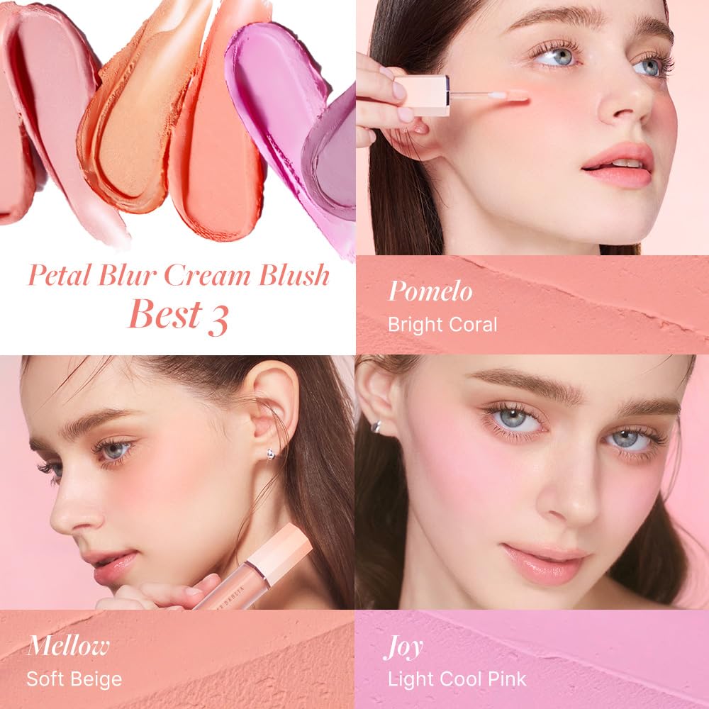 DEARDAHLIA Petal Blur Cream Blush (Peony) – Lightweight, Buildable Vegan Cream-to-Powder Blush